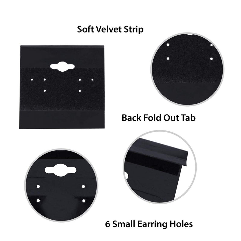 [Australia] - Super Z Outlet Black Velvet Plastic Display Cards for Earrings, Jewelry Accessories, 2" x 2" (100 Pk) 