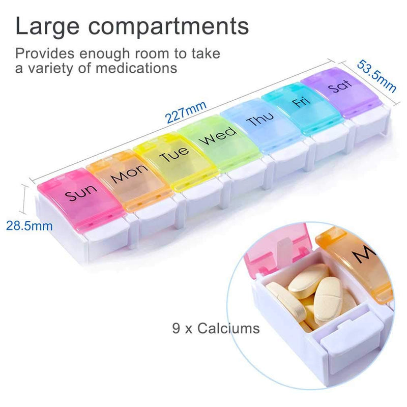 [Australia] - AidShunn Pill Boxes 7 Day Portable Storage Box Weekly Organizer to Hold Vitamins, Cod Liver Oil, Supplements and Medication for Travel Work 