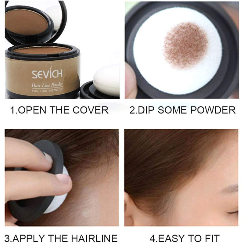 [Australia] - Instantly Hair Shadow - Sevich Hair Line Powder, Quick Cover Grey Hair Root Concealer with Puff Touch, 4g Black 