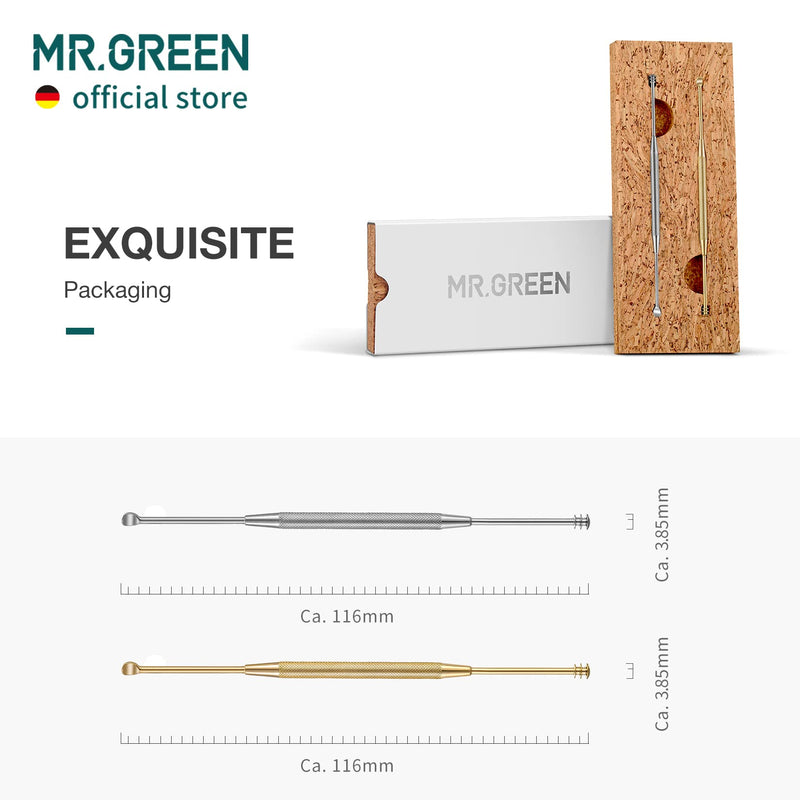 [Australia] - MR.GREEN Ear Wax Removal Ear Cleaner Double End Earwax Remover 360° Cleaning Three Ring Ear Pick Stainless Steel Ear Care Tools (Two Piece Pack) Two Piece Pack 