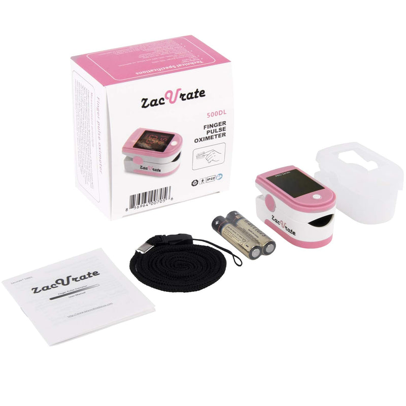 [Australia] - Zacurate Pro Series 500DL Fingertip Pulse Oximeter and Blood Oxygen Saturation Monitor (Blushing Pink) 