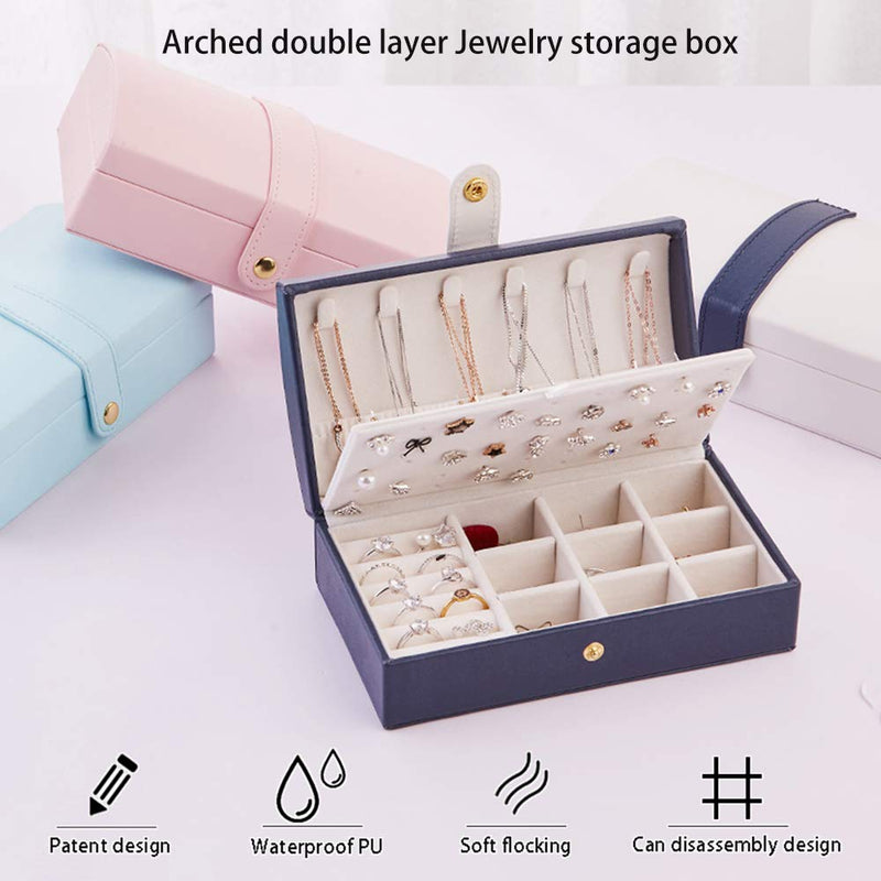 [Australia] - Fullgaden Jewelry Box,Necklace Ring Storage Organizer Double Layer Travel Synthetic Leather Jewel Cabinet Gift Case for Women, White 