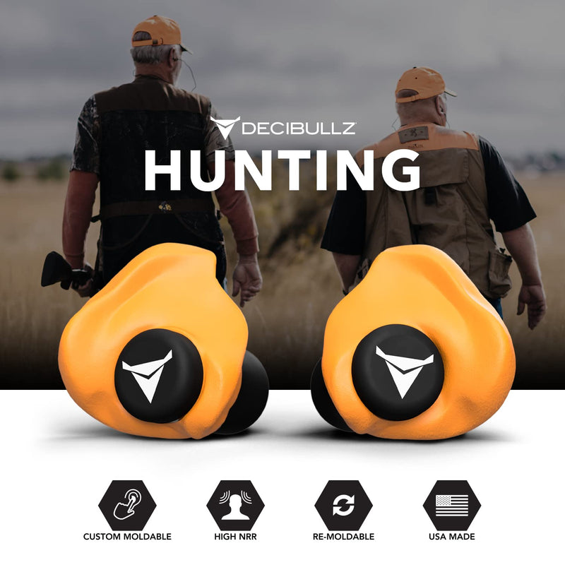 [Australia] - Decibullz - Custom Molded Earplugs, 31dB Highest NRR, Comfortable Hearing Protection for Shooting, Travel, Swimming, Work and Concerts Orange 