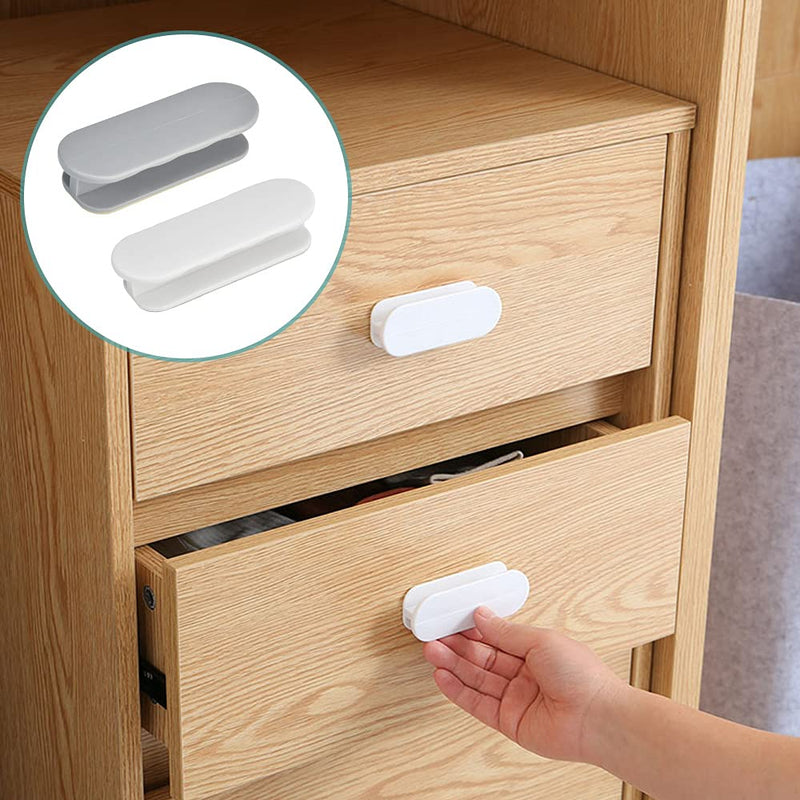 [Australia] - LYTIVAGEN 8 PCS Auxiliary Cupboard Handles Instant Self-Adhesive Cabinet Handle Drawer Handle Helper for Door Window Drawer Cupboard Cabinet Refrigerator (Gray/White) 