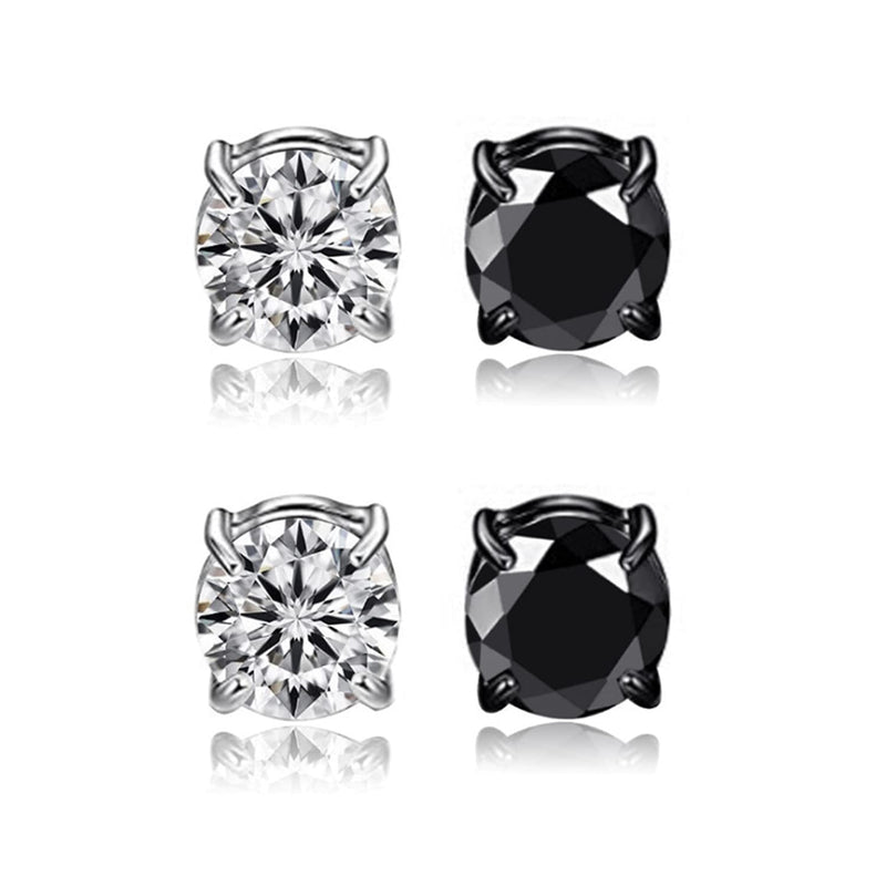 [Australia] - Zeayebsr 2 Pairs Stainless Steel Magnetic Stud Earrings for Men Women No Piercing Clip on CZ Earrings5-8mm 