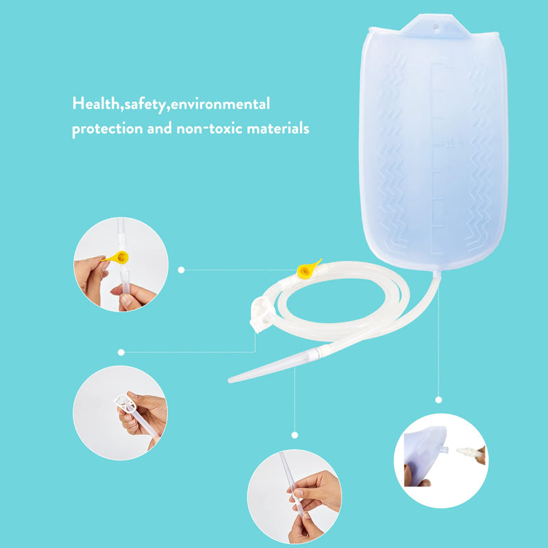 [Australia] - KYZETJD Silicone Enema Kit 2 L Enema Bag 6.3ft. Long Silicone Hose 3 Multi-Size Reusable Tips Controlled Water Flow for Colon Detox Cleanse Enemas 