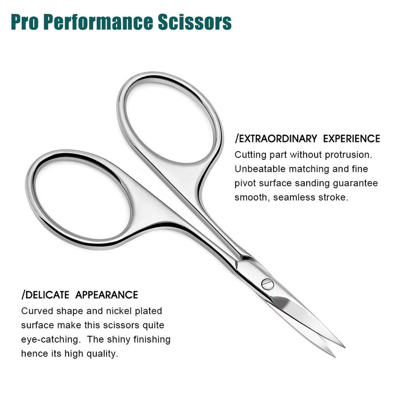 [Australia] - BEZOX Curved Blade Scissors Used as Cuticle Scissors,Nail Scissor or Eyebrow Scissors, Professional Stainless Steel Manicure Scissors for Man and Women - W/Leather Packing Bag Light Silver 