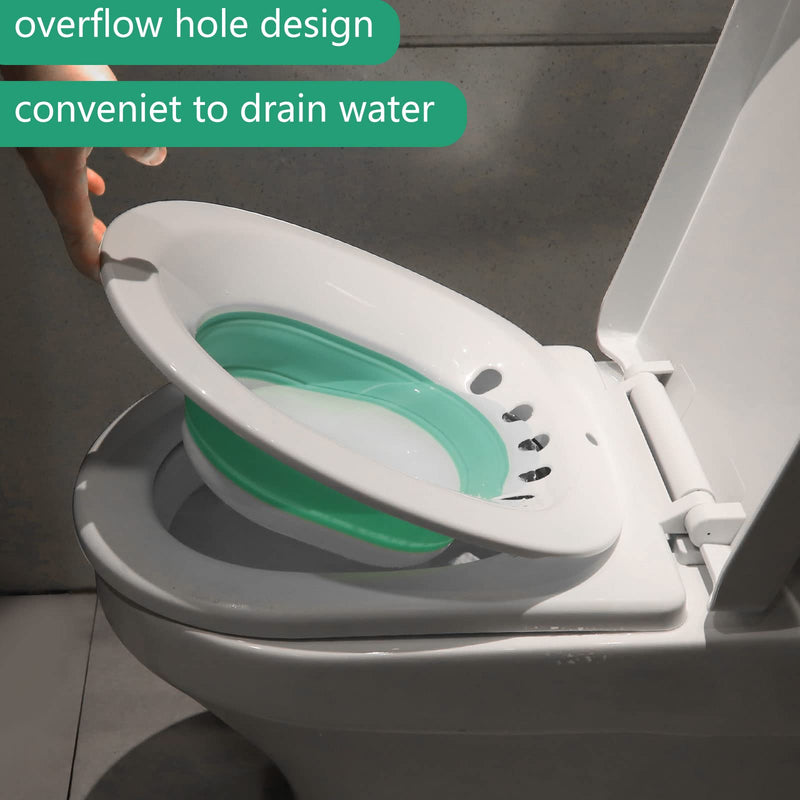 [Australia] - Foldable Squat Free Sitz Bath, Discreet Over The Seat Sitz Bath to Treat Postpartum Wounds, Hemorrhoids, Perineal Care, Episiotomy Recovery & Yoni Steam Baths, Reusable Anal and Vaginal Care Green 