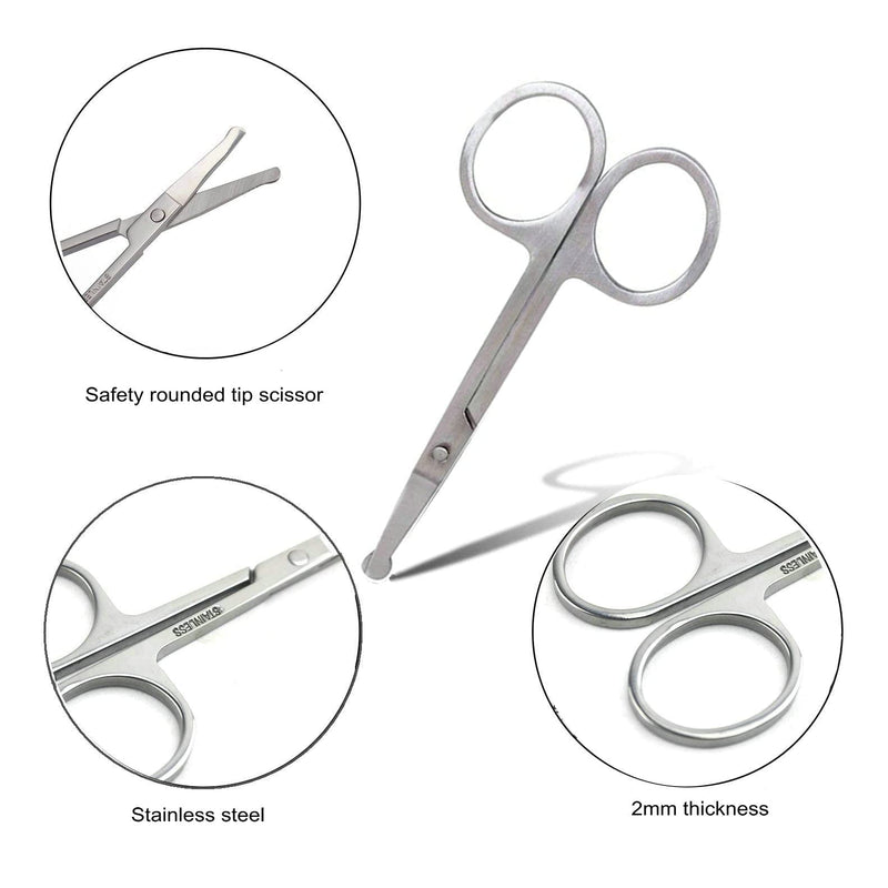 [Australia] - ABMRO 3pcs Small Eyebrow Scissors and Nose Hair Scissor, Beard Moustache Eyelash Nail Trimmer Facial Hair Grooming Scissors for Man and Woman 
