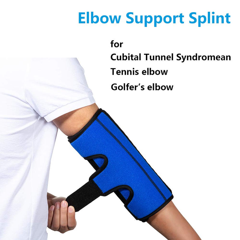 [Australia] - Elbow Brace for Cubital Tunnel Syndrome, Elbow Immobilizer Stabilizer Support Splint for Arthritis Pain Relief Tendonitis at Night Sleeping,Arm brace for Women and Men, Fits Right & Left (Blue, L) Blue 