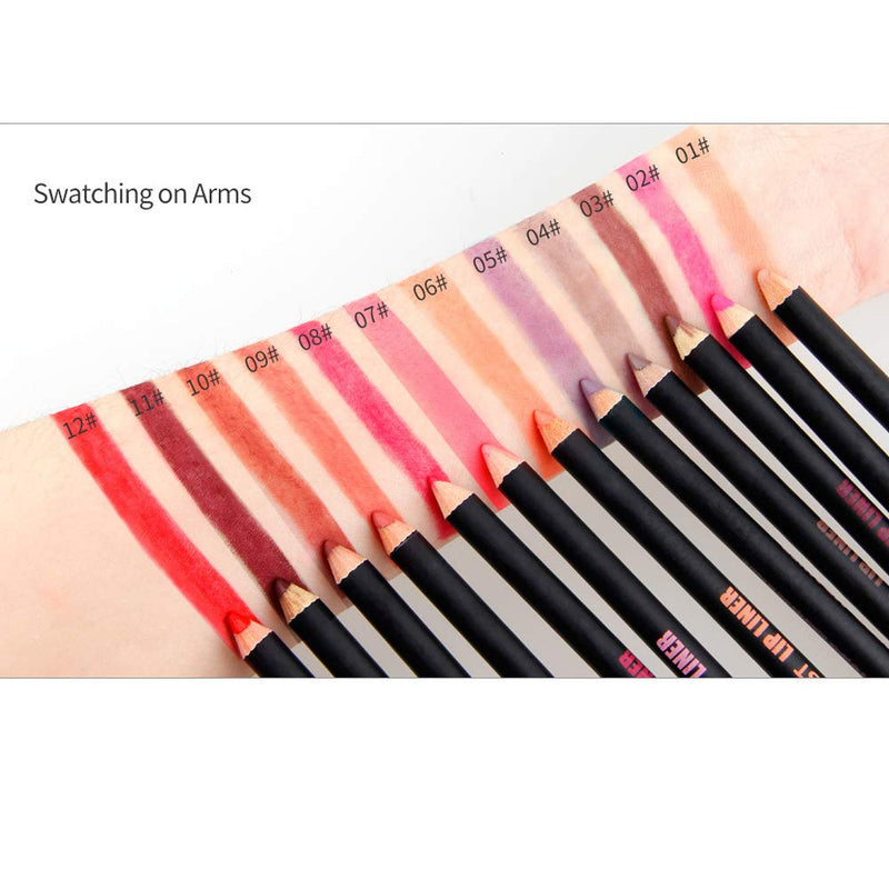 [Australia] - 12Pcs Lot Set 12 Colors Lip Liner Pencil Waterproof Non-marking Matt Velvet Lipstick Pen 