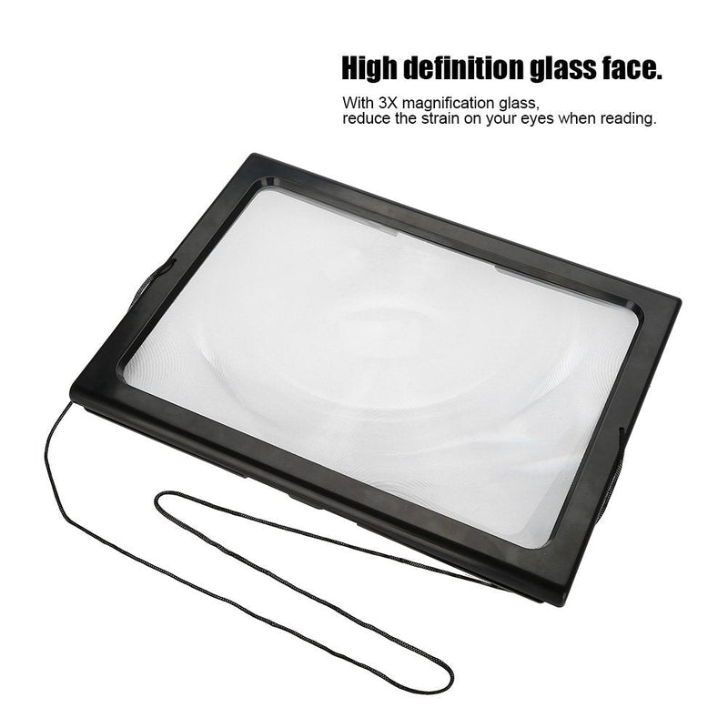 [Australia] - Foldable Ultrathin A4 Full Page Magnifying Glass with 3X Magnifier 4 LED Lights for Reading LED Page Magnifier for Reading Small Prints & Low Seniors with Aging Eyes 