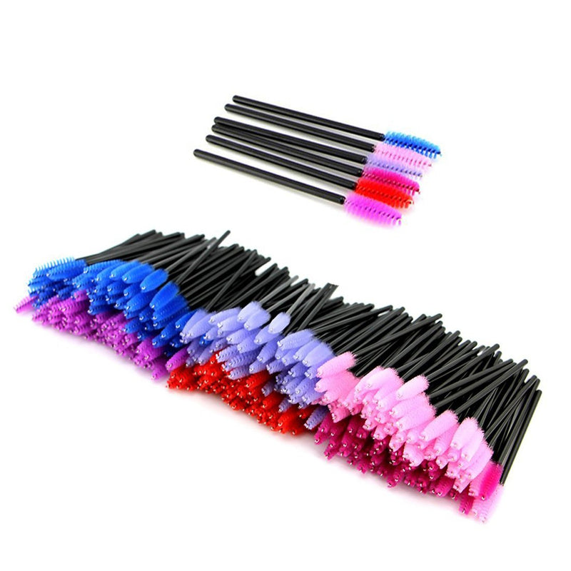 [Australia] - 300 Pcs Mascara Wands Multi-colored Eyelash Brushes Lash Extensions Makeup Brush Tool Bulk, Black Handle (Black Handle-Mix-300pcs) Black Handle-Mix-300pcs 