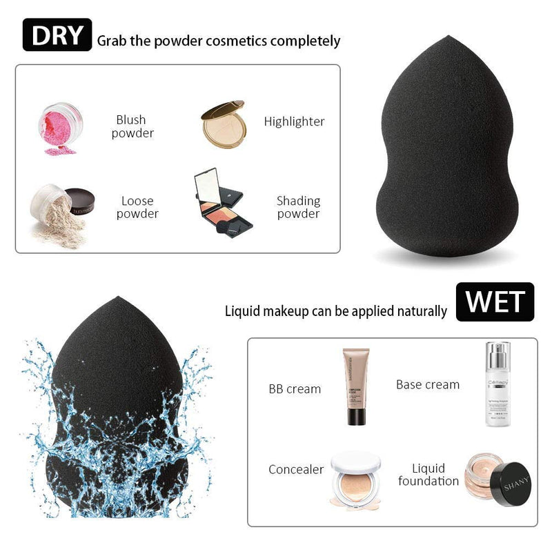 [Australia] - EDA LUXURY BEAUTY BLACK Professional Beauty Sponge Blender Gourd Shape Flawless Makeup Sponge Blending Liquid Foundation Cream Blush Concealer Contour Powder Extra Smooth Perfect Puff Latex Free Vegan GOUARD SHAPE (BLACK) 