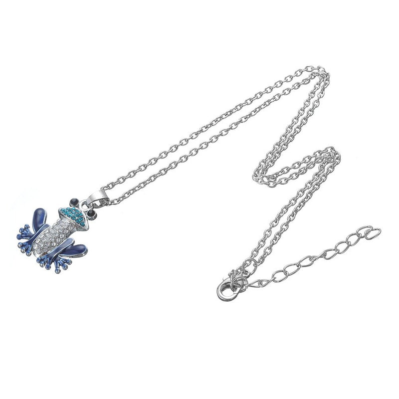 [Australia] - Skyrim Exqusite Creative Style Jewelry Crystal Enameled Frog Pendant Necklace for Unisex People Blue 