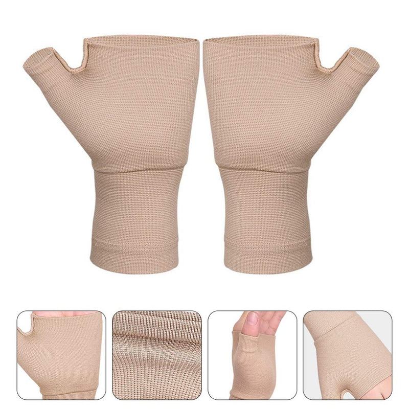 [Australia] - EXCEART 1 Pair Wrist Thumb Support Sleeve Arthritis Compression Gloves Fingerless Sports Wrist Brace for Arthritis Carpal Tunnel Therapy Wrist Pain Relief Heat Effect S 25X7X1cm 