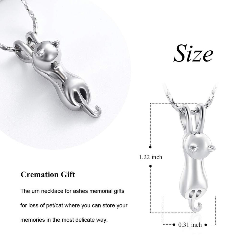 [Australia] - Imrsanl Pet Cremation Jewelry for Ashes Memorial Ash Jewelry Keepsake Cat Urn Pendants for Animal Ashes Necklace Silver 