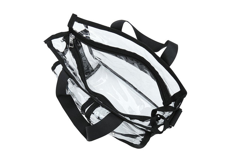 [Australia] - Clear cosmetic bag with removable and adjustable shoulder strap (Black) Black 