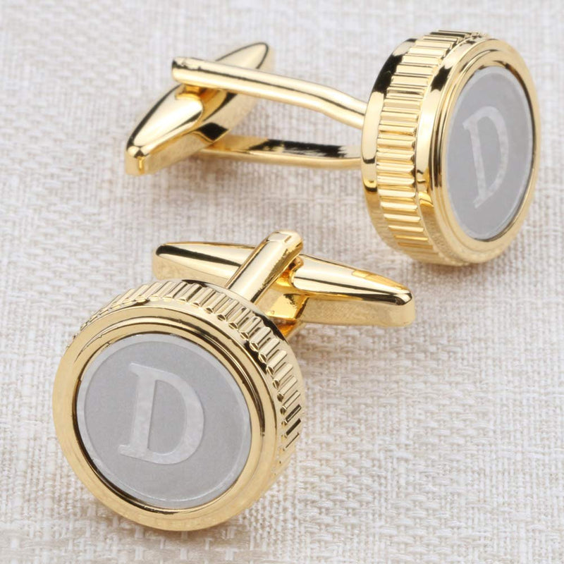 [Australia] - GWD Mens Cufflinks Tie clips set Set Shirt Classic Initials Alphabet A-Z Gift Box (Cufflinks Tie Clip Set) D 