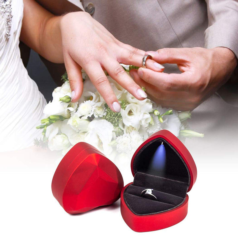 [Australia] - iSuperb Heart Shaped Ring Box LED Light Engagement Ring Boxes Jewelry Gift Box for Proposal Wedding Valentine's Day Anniversary Christmas (Black) Black 