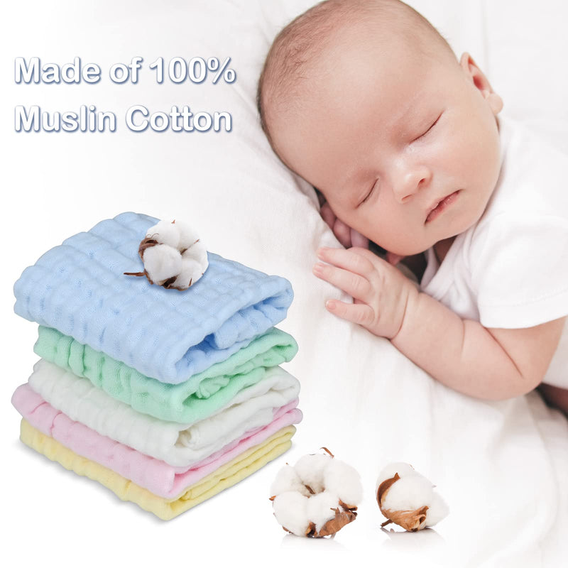 [Australia] - 12 Pcs Baby Muslin Washcloths(30 x 30cm) Natural Cotton 6 Layer Baby Muslin Square Wipes, Muslin Cotton Towel for Newborn Baby Gift 