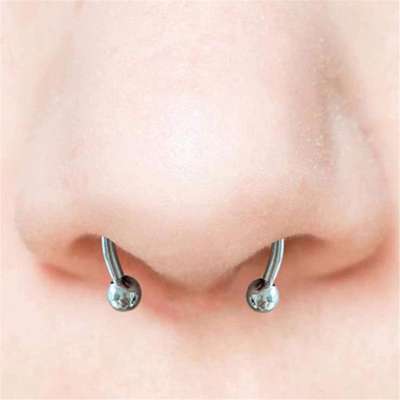 [Australia] - CHUXI 5 Pack Nose Rings Fake Stainless Steel Faux Piercing Jewelry Fake Nose Ring Horseshoe Clip on Circle Hoop No Pierced Septum Nose Ring Women Men 