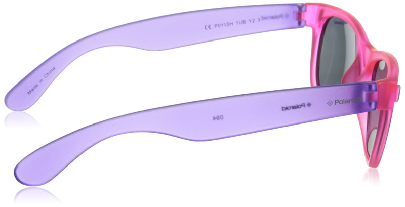 [Australia] - Polaroid Kids' P0115 Rectangular Sunglasses Purple (Violet Pink Fluo/Grey Polarized) 