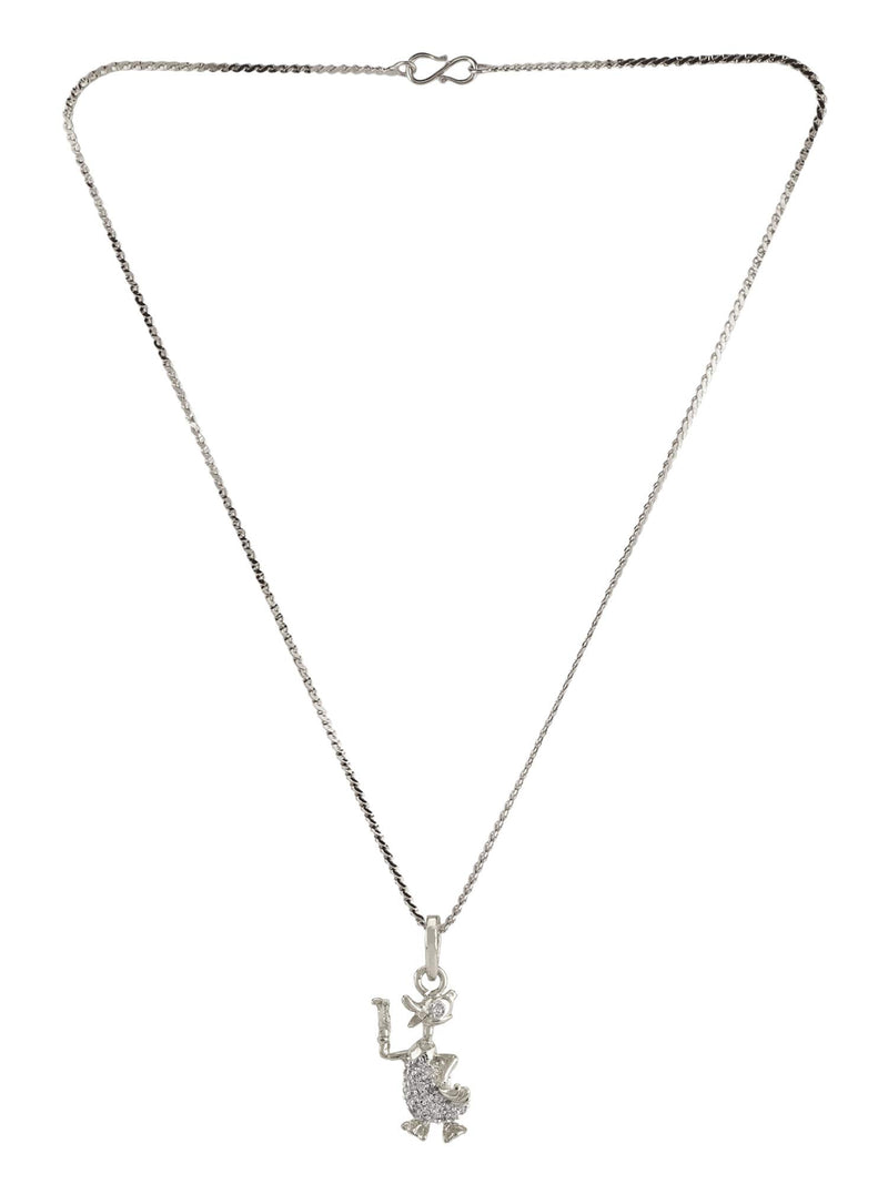 [Australia] - Efulgenz Silver Plated Cubic Zirconia Chunky Donald Duck Pendant Chain Necklace Jewelry for Women Girls 