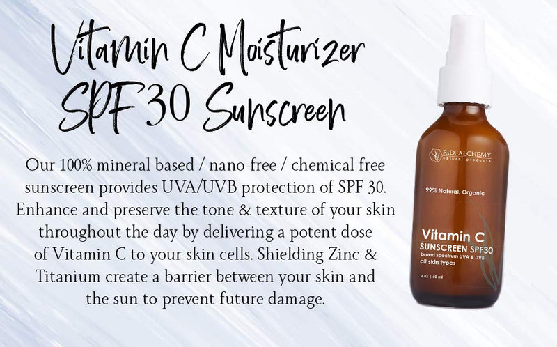 [Australia] - 99% Natural & Organic Vitamin C SPF 30 Moisturizing Chemical Free Sunscreen. Non-Nano Zinc & Titanium - Lightweight Non Greasy SPF for Face - Skincare for Professionals & Estheticians. 