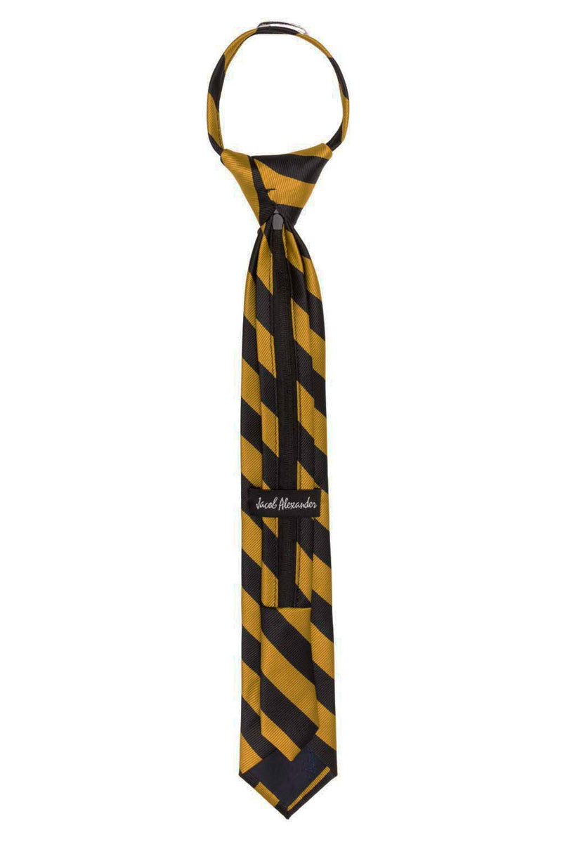 [Australia] - Jacob Alexander Stripe Woven Boys 14" College Striped Zipper Tie Gold Black 