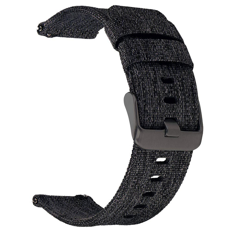 [Australia] - Canvas Quick Release Watch Band 18mm 20mm 22mm 24mm Nylon Watch Strap for Men Sturdy Breathable Replacement Watchband for Women black black buckle 