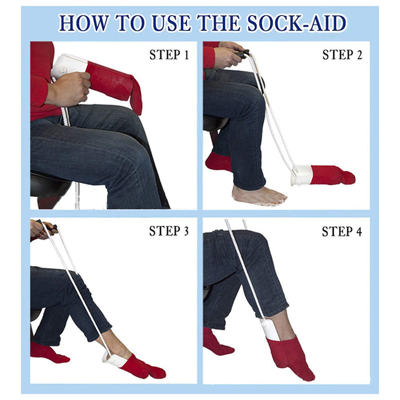 [Australia] - BHDK Sock Aid, Professional Sock Helper Pulling Assist Device, Practical Easy On and Off Stocking Slider with Non‑Slip Foam Handle for Elderly, Patients, Disabled, Pregnant, Diabetics 