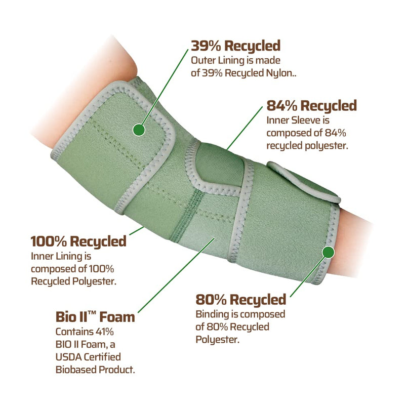 [Australia] - CleanPrene Elbow Support- Sustainable, Biobased Brace for Elbow- One Size, Fits Left or Right Arm,Green 