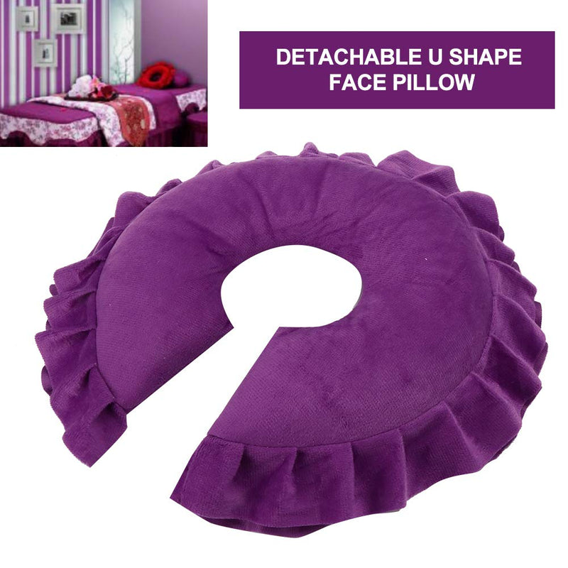 [Australia] - Face Pillow U-shaped Neck Support Cushion Massage Bed Face Pillow Spa Salon Massage Table Cradle Pillow Napping Cushion Soft Beauty Skin Care Travel Flight Head And Neck(Purple) 