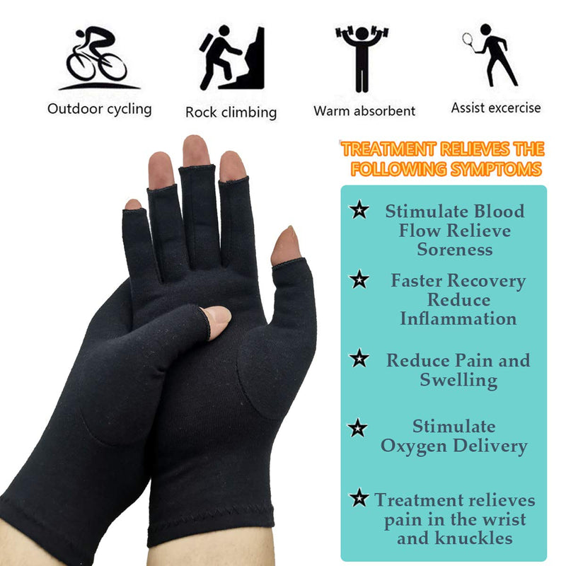 [Australia] - 2 Pairs Arthritis Compression Gloves, Relieve Arthritis, Rheumatoid, Osteoarthritis, Carpal Tunnel Pain, Compression Gloves for Arthritis for Women & Men, Gloves for Work, Warm Moisture Absorption Large (2 Pair) Black 