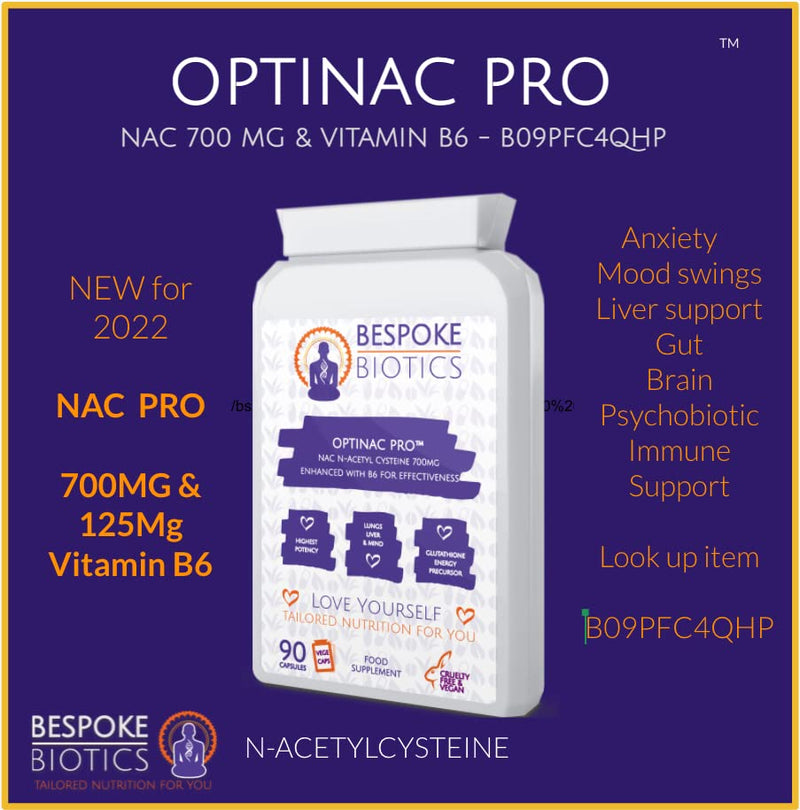 [Australia] - N-Acetyl-Cysteine 600mg (NAC) Liver Lung Skin Mind Support OPTINAC | Antioxidant Glutathione Precursor | Bespoke Biotics UK Made | Vegan | 120 Caps 