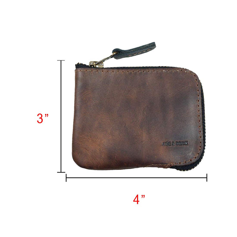 [Australia] - Hide & Drink, Leather Zippered Card Wallet, Holds Up to 8 Cards Plus Folded Bills & Coins, Cash Organizer, Everyday Accessories, Handmade Includes 101 Year Warranty :: Bourbon Brown 