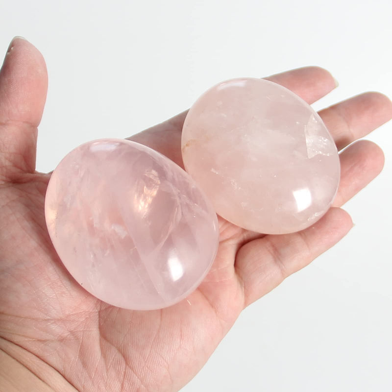[Australia] - Orientrea Rose Quartz Palm Stone-2 Pcs Rose Quartz Pocket Energy Stone, Smooth Healing Crystal Worry Stone (Rose Quartz) 