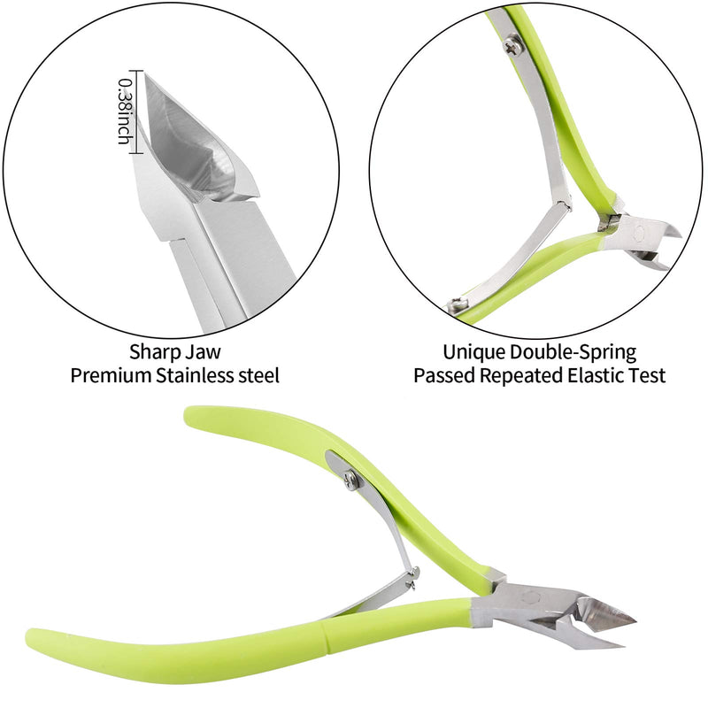 [Australia] - Cuticle Trimmer with Cuticle Pusher and Cutter-YINYIN Cuticle Cutter Cuticle Nipper Professional Stainless Steel Cuticle Clippers Durable Pedicure Manicure Tools for Fingernails and Toenails (Green) Green 