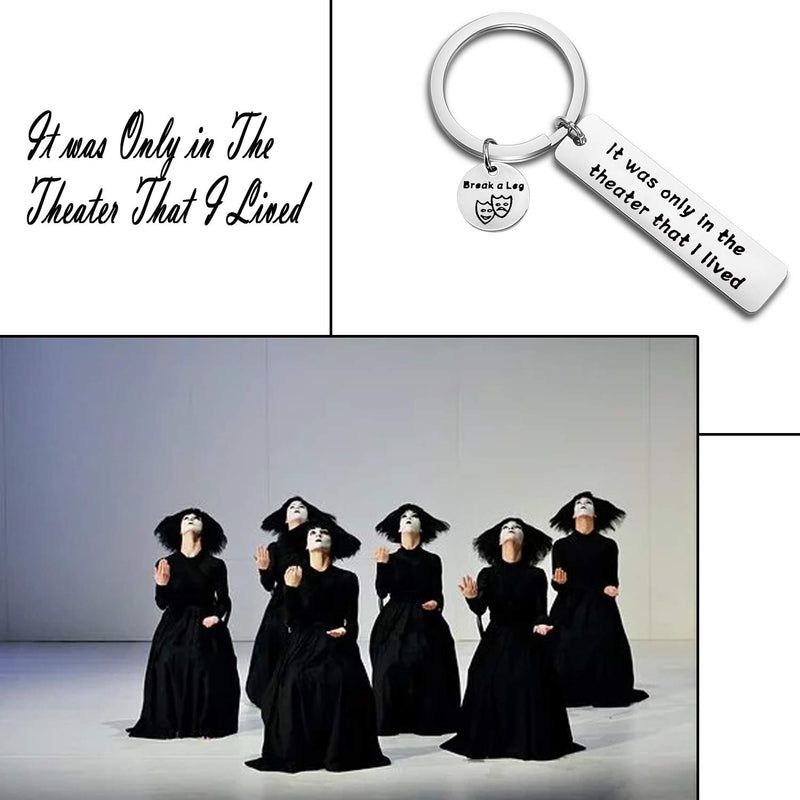 [Australia] - MYOSPARK Comedy Tragedy Keychain Theater Worker Gift Drama Teacher Gift It was Only in The Theater That I Lived Keychain Musician Jewelry Theater Keychain 