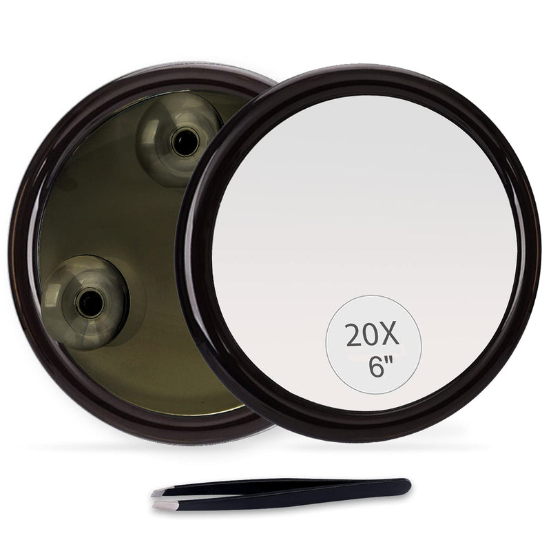 [Australia] - 20X Magnifying Mirror with Suction Cups,6 Inch, Use for Makeup Application, Tweezing, and Blackhead/Blemish Removal 