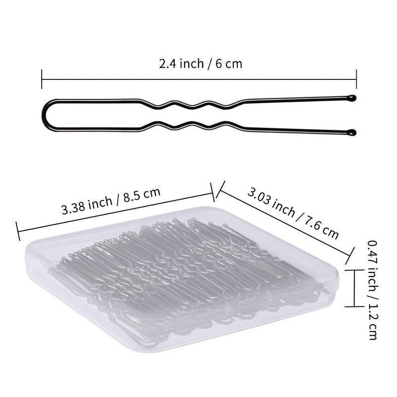 [Australia] - Black Bun Pins,MORGLES U Pins Hair Pins for Buns Bun Clips for Women with Box,80 Pcs(Black 6cm/2.4 inch) Black 