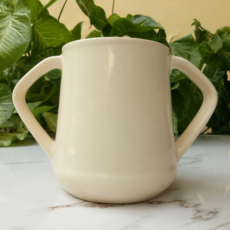 [Australia] - AncientImpex Ceramic Dual Handle Mug for Secure Hold | BPA-Free Double Handled Ceramic Mugs to Aid Tremors | 11.83 US Fl. Oz. (350 Ml) - Cream Color 