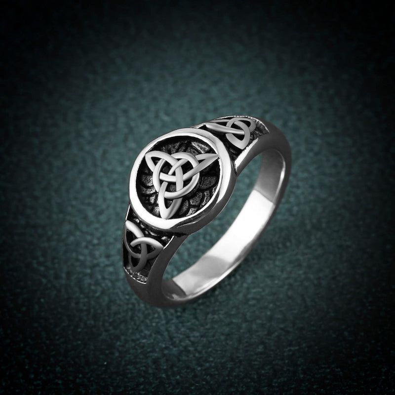 [Australia] - HZMAN Triquetra Trinity Knot Stainless Steel Irish Celtic Knot Ring Size（7-13） Silver 7 