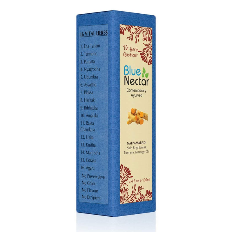 [Australia] - Blue Nectar Skin Brightening Oil Nalpamaradi Thailam infused with Turmeric Oil - 100 ml 