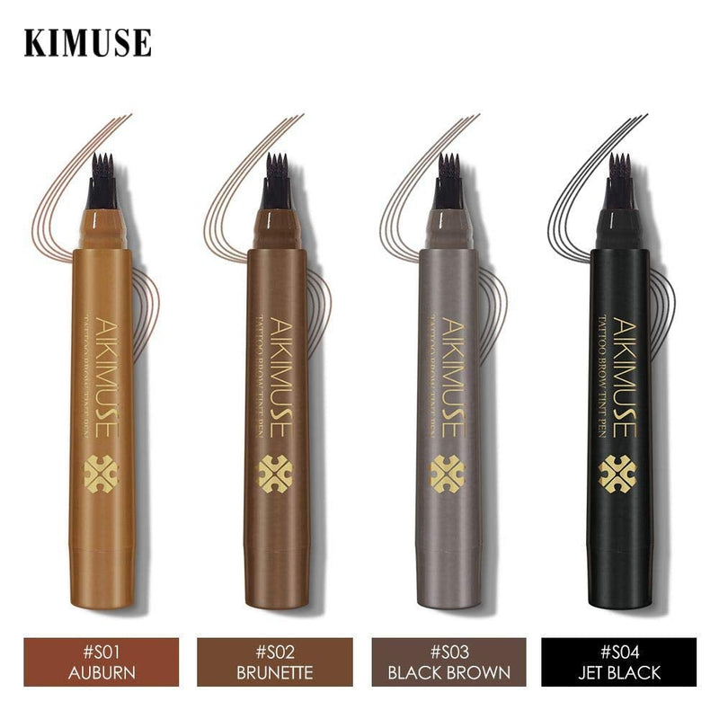 [Australia] - Microblading Tattoo Eyebrow Pen, FOXTSPORT Waterproof Ink Gel Tint Drawing Eyebrow Pencil with Four Tips, Creates Long Lasting Natural Hair-Like Defined Brows All Day(4 PCS) 