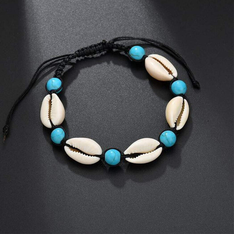 [Australia] - Gemily Boho Seashell Anklets Rope Beach Turquoise Foot Bracelets Jewelry for Women and Girls 