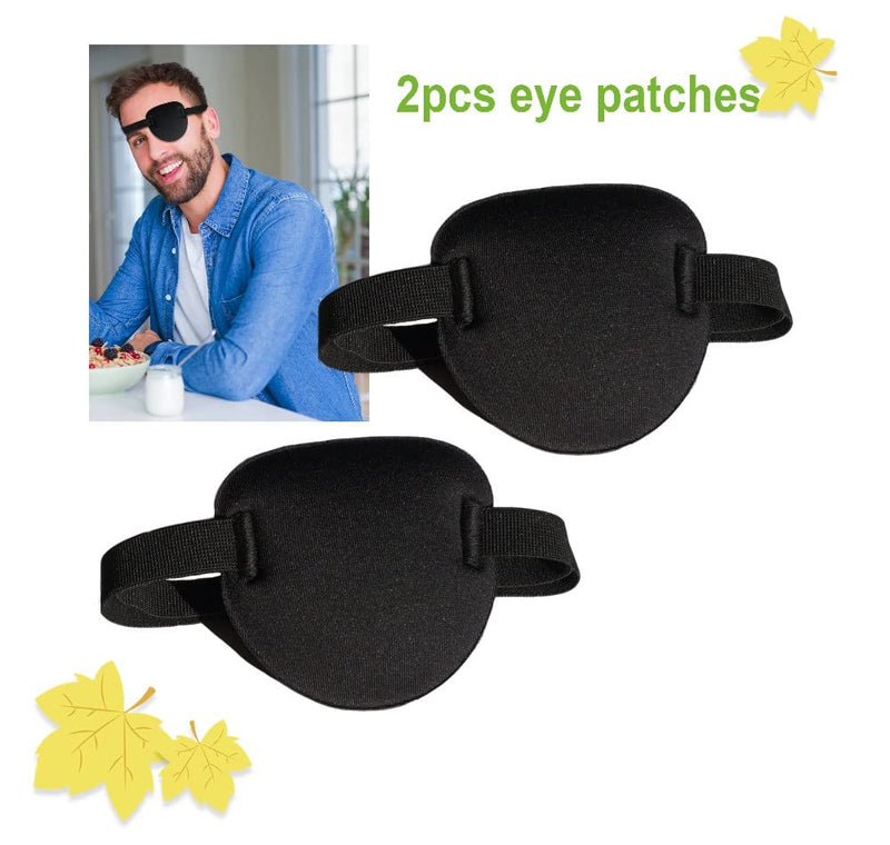 [Australia] - 2 Pcs Black Eye Patch for Adults and Kids,3D Adjustable Eyepatch for Amblyopia or Strabismus,for Right or Left Eye,Regular Use or Pirate Costume 