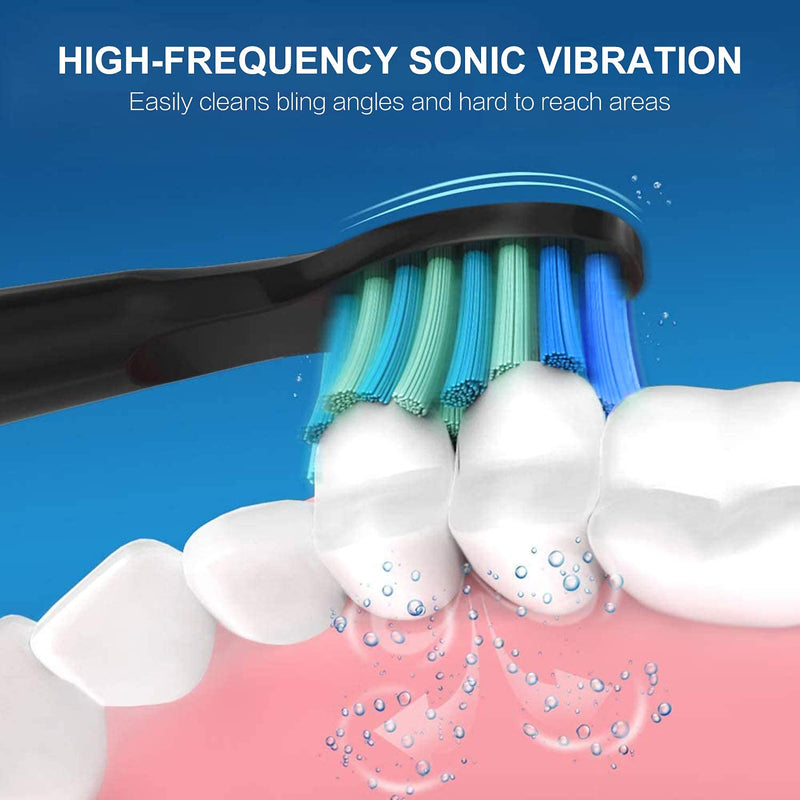 [Australia] - 5pcs Replacement Toothbrush Heads for Fairywill D7/D8/FW507/FW508, FW551/ FW917/ FW959/ FWD1/ FWD3 Black 