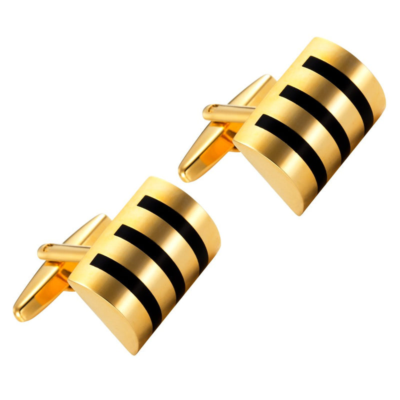 [Australia] - Attractive Stainless Steel Whiskey Barrel Gold Cufflinks for Men 